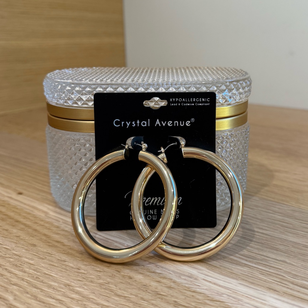 Crystal Avenue Genuine Brass Hollow Hoop Earrings | New With Tags